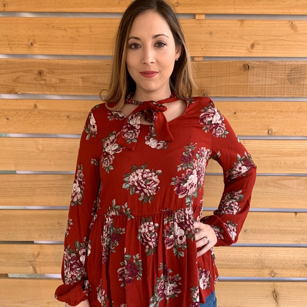 Rust Floral Choker Top! - Picture 2 of 3